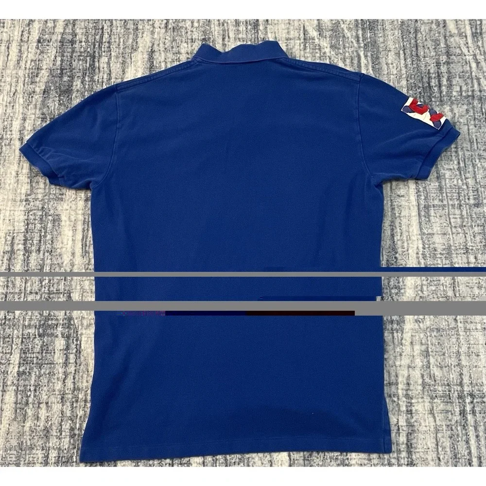 Polo Ralph Lauren Polo Shirt Mens Large Blue White Pony 5 Golf Rugby *READ